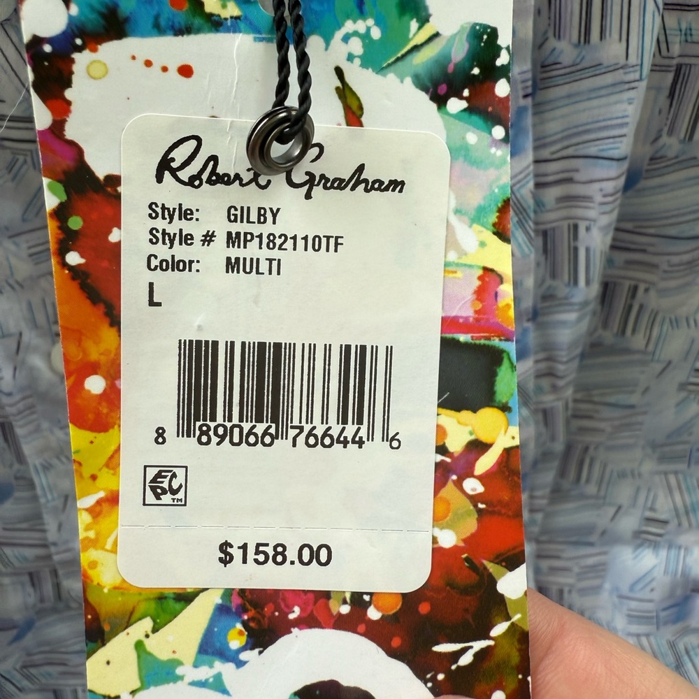 Robert Graham Blue Casual Button Down Shirt with Floral Pattern - Picture 2 of 3